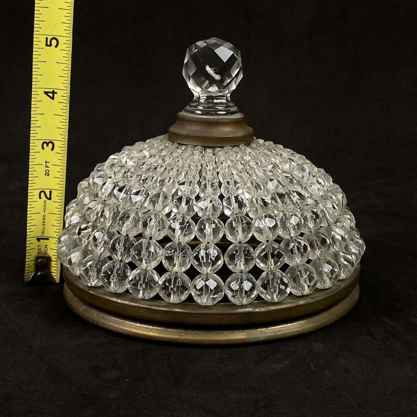 Vintage French Czech Beaded Crystal Globe Ceiling Light Fixture Dome