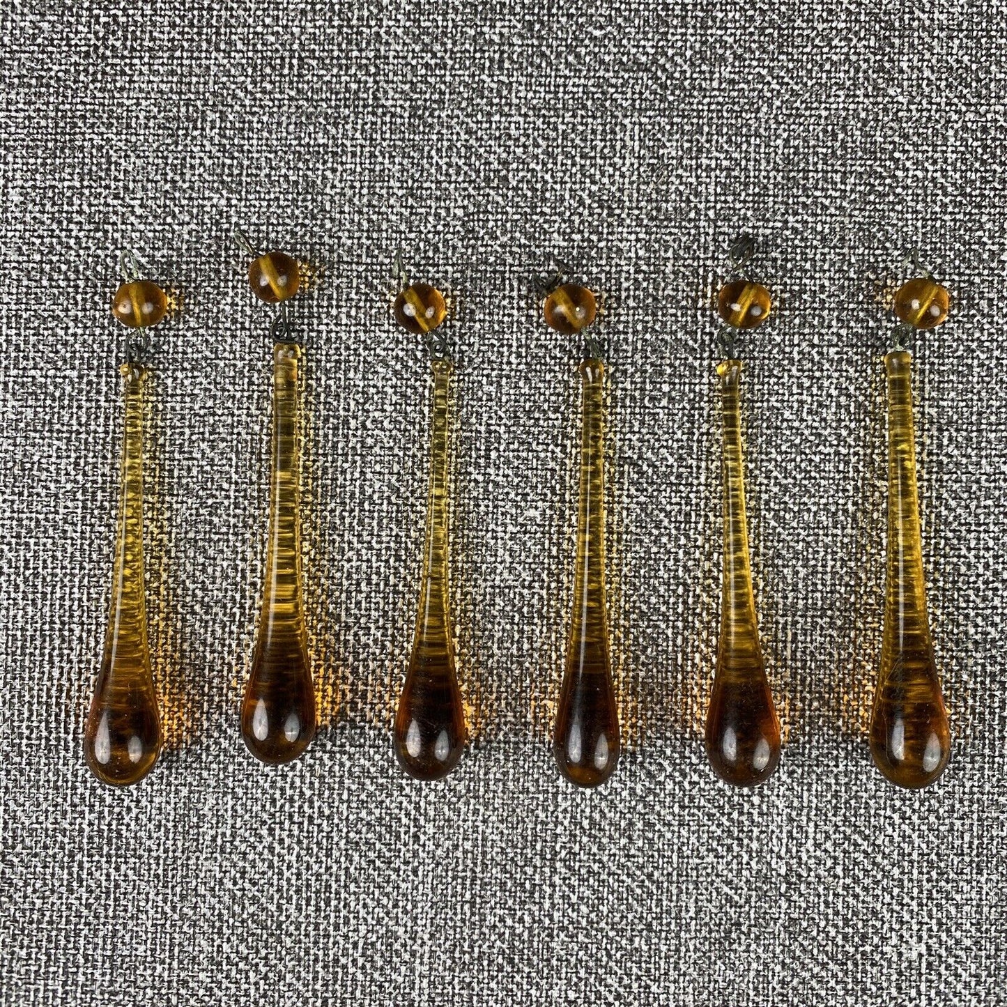 Antique Amber Glass Teardrop Prisms