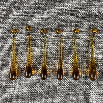 Antique Amber Glass Teardrop Prisms