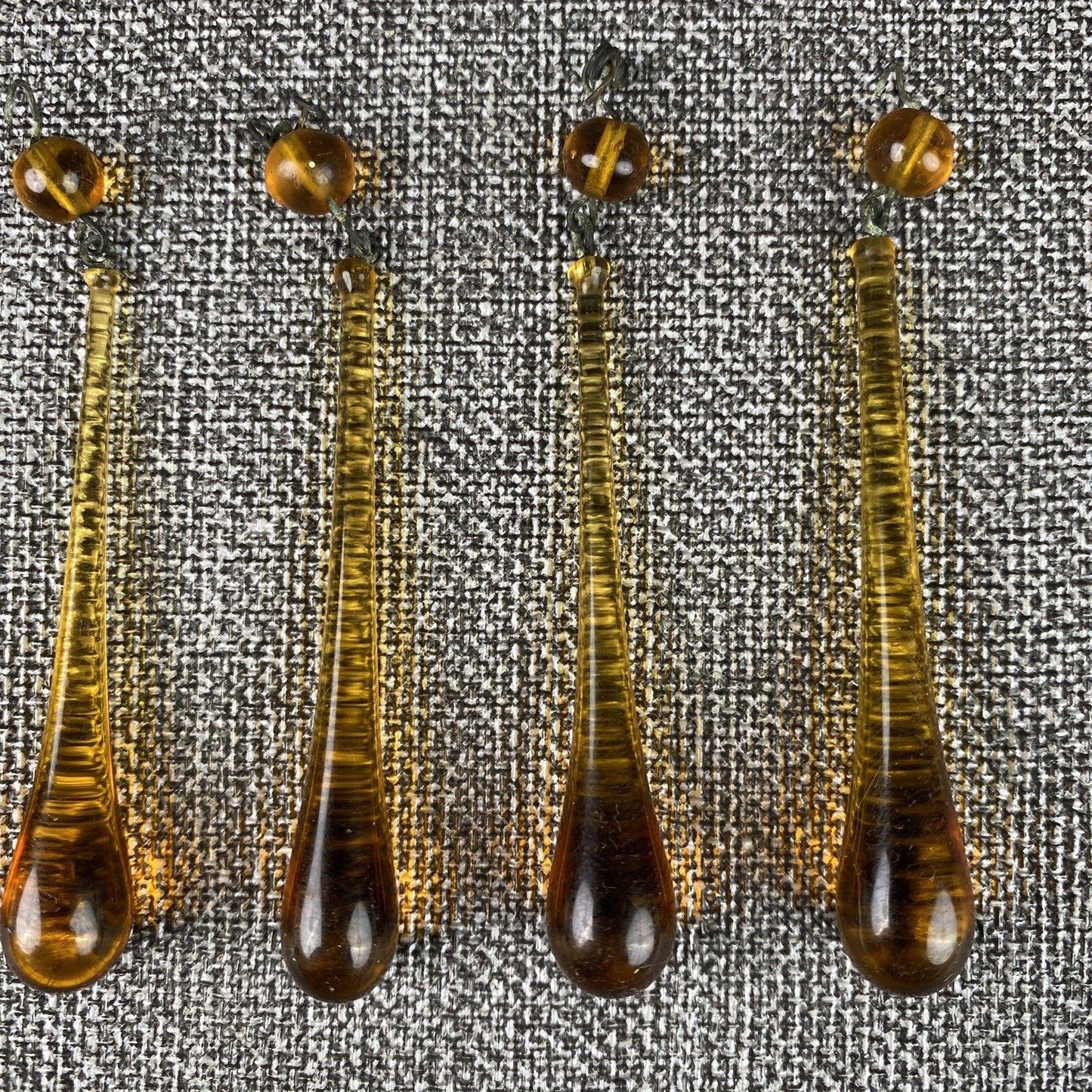 Antique Amber Glass Teardrop Prisms