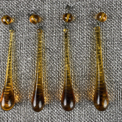 Antique Amber Glass Teardrop Prisms