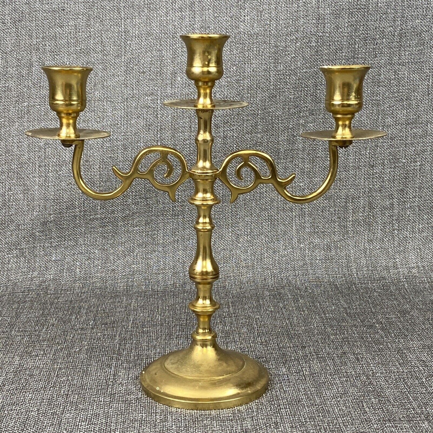 Vintage Brass Candelabra 3 arm Candle Holder made in India 9.5" tall