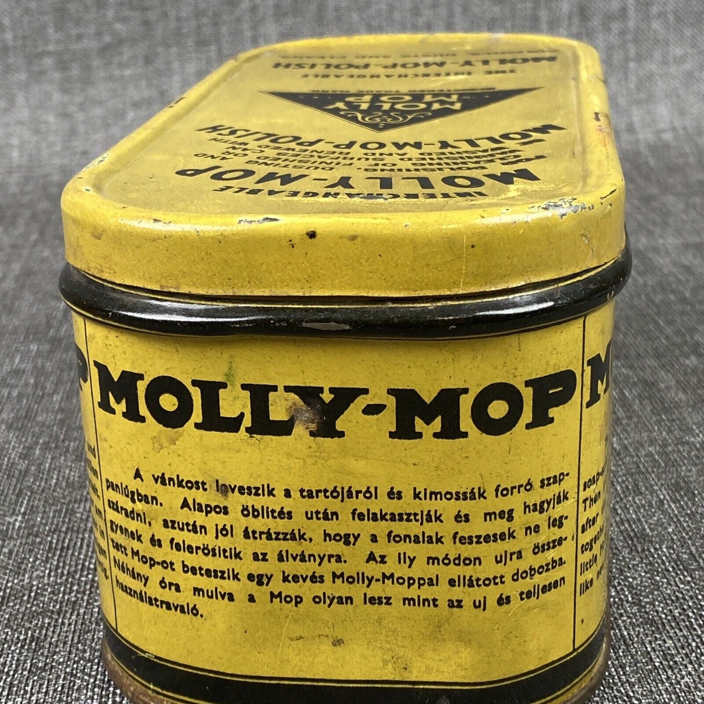 Vintage Interchangeable Molly-Mop Polish in the original Lithographed Can