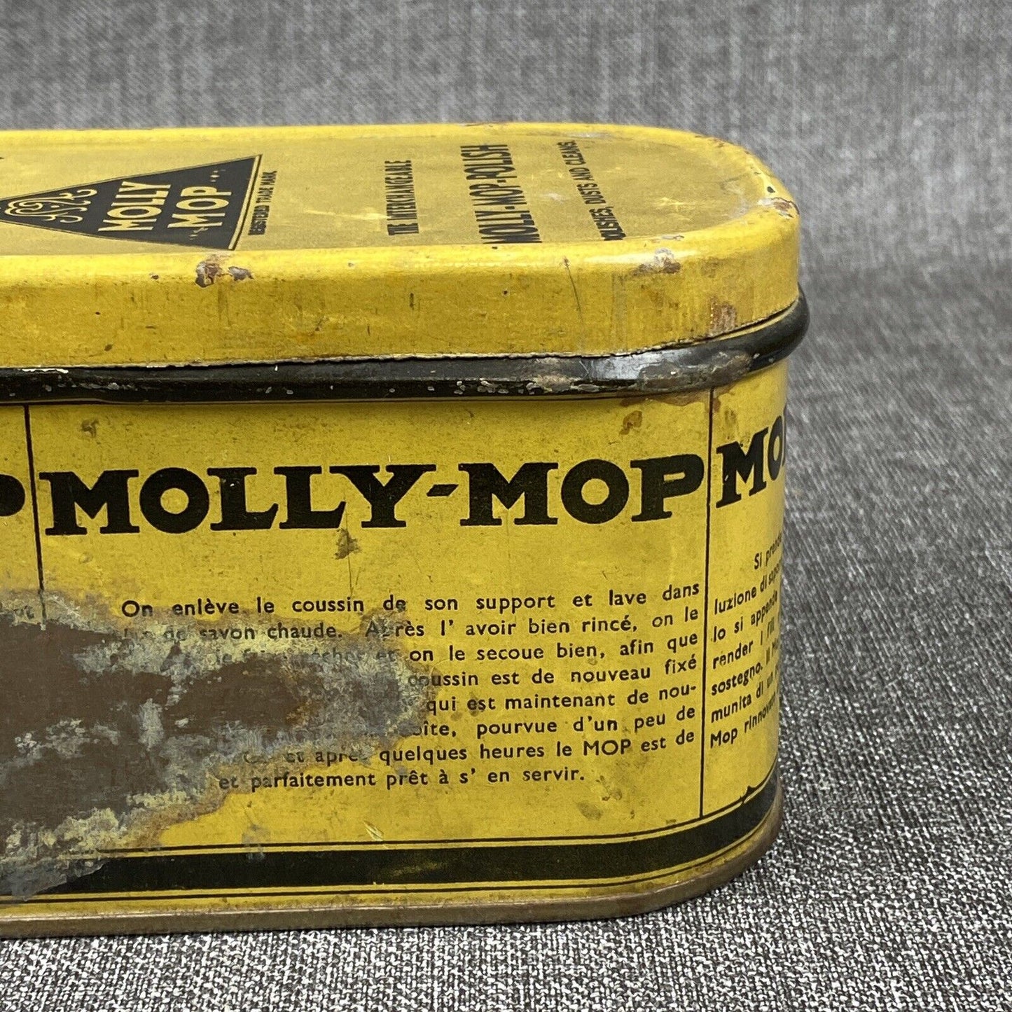 Vintage Interchangeable Molly-Mop Polish in the original Lithographed Can