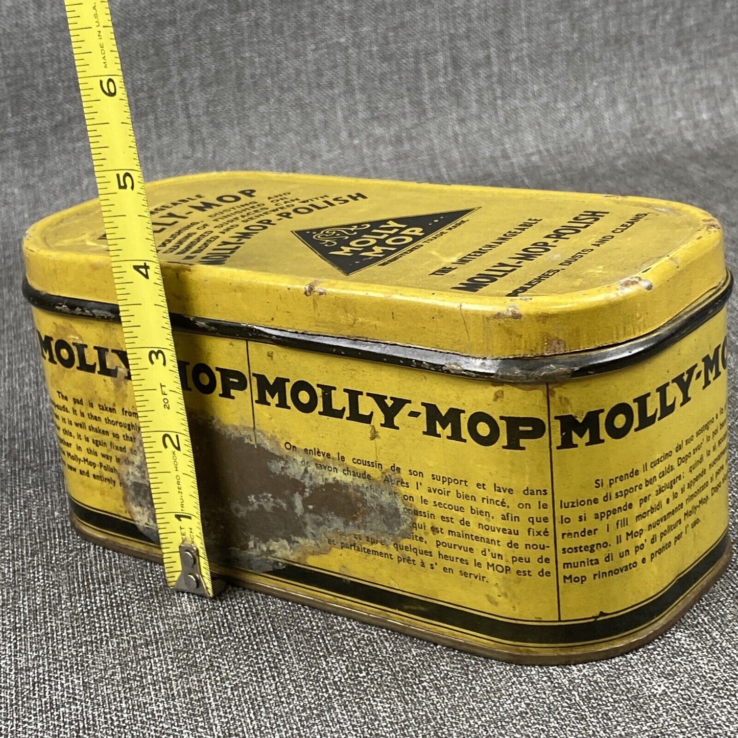 Vintage Interchangeable Molly-Mop Polish in the original Lithographed Can