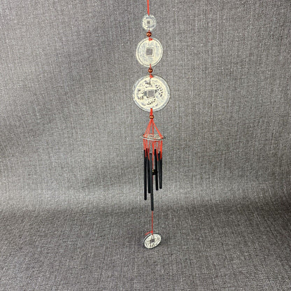 Vintage Asian style metal wind chimes 22" long - VIDEO