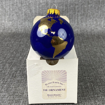 Shasta Visions Planet Earth Art  Christmas Ornament 24k 2.25" Diameter