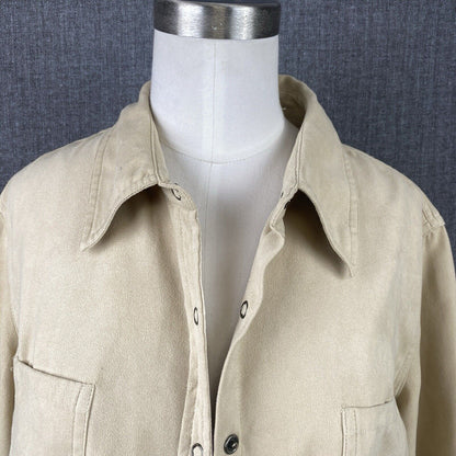 Womens Cato Creme Suede Shirt L Lightweight Long Sleeve Snap Buttons