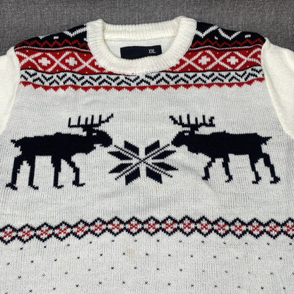 American Stitch Moose-Snowflakes  Red,White,Black  Pullover  Size XXL