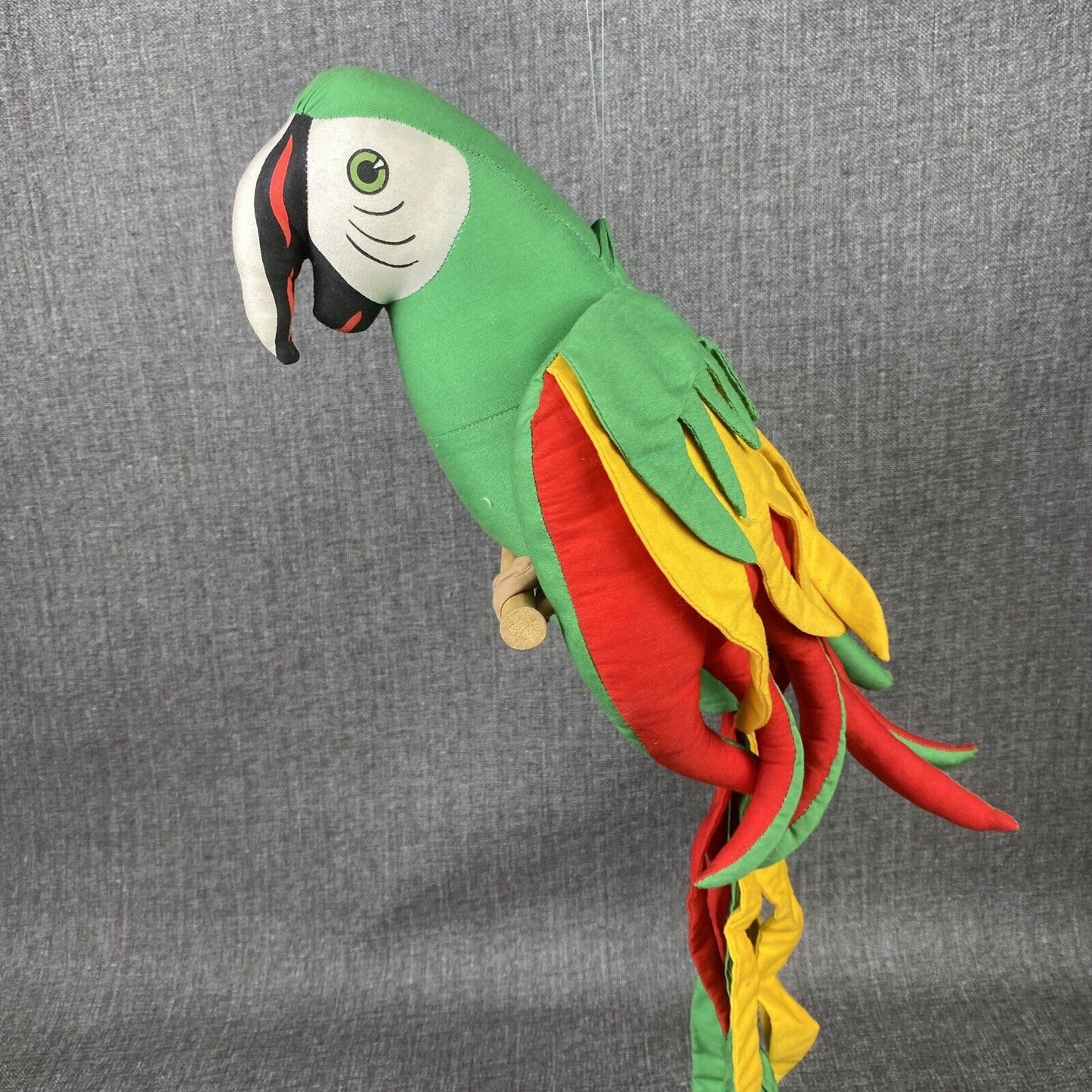 Vintage Hanging Parrot Plush Stuffed Fabric Cranciones Tropicana about 12" long