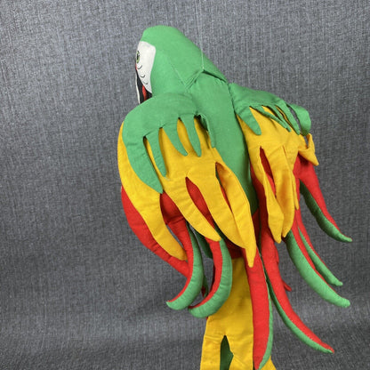 Vintage Hanging Parrot Plush Stuffed Fabric Cranciones Tropicana about 12" long