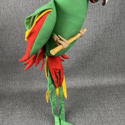 Vintage Hanging Parrot Plush Stuffed Fabric Cranciones Tropicana about 12" long