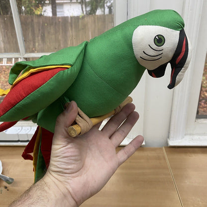 Vintage Hanging Parrot Plush Stuffed Fabric Cranciones Tropicana about 12" long