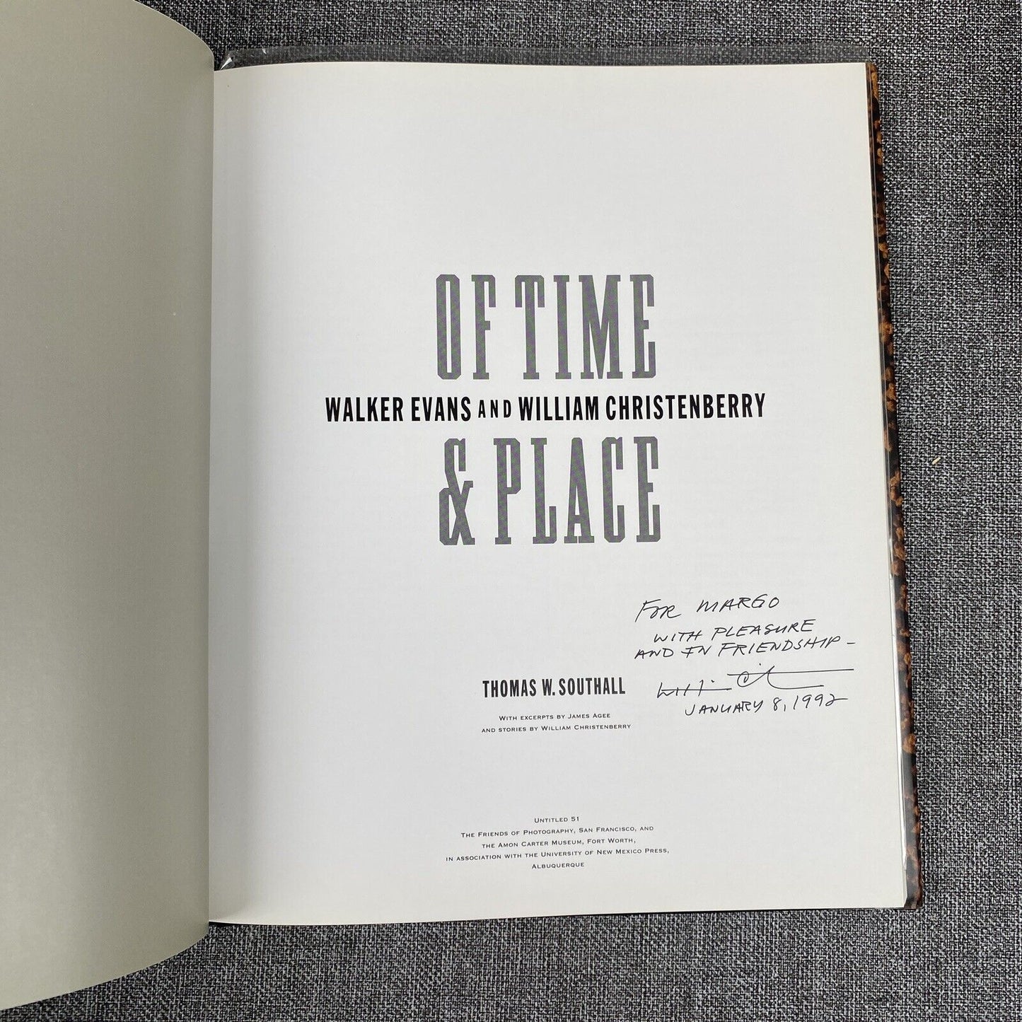 Of Time & Place, Walker Evans & William Christenberry SIGNED