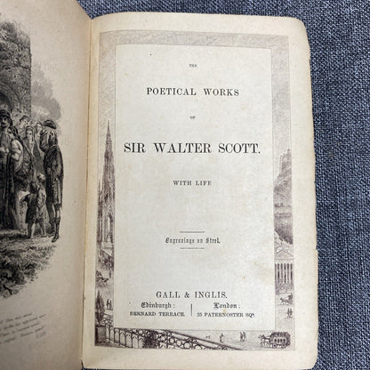 Antique Sir Walter Scott's Poetical Works Gall & Inglis Landscape Edition Rare
