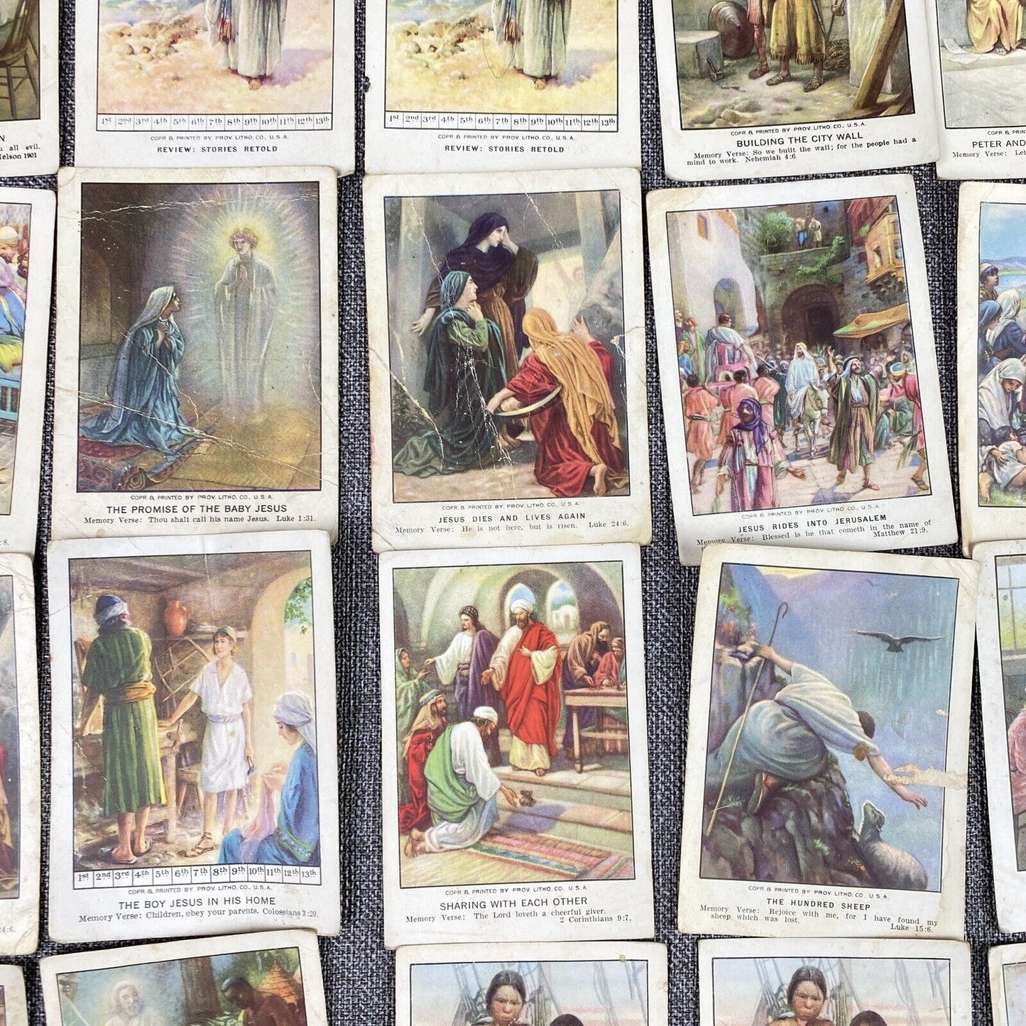 Lot of 39 ANTIQUE 1928 Bible Picture Cards