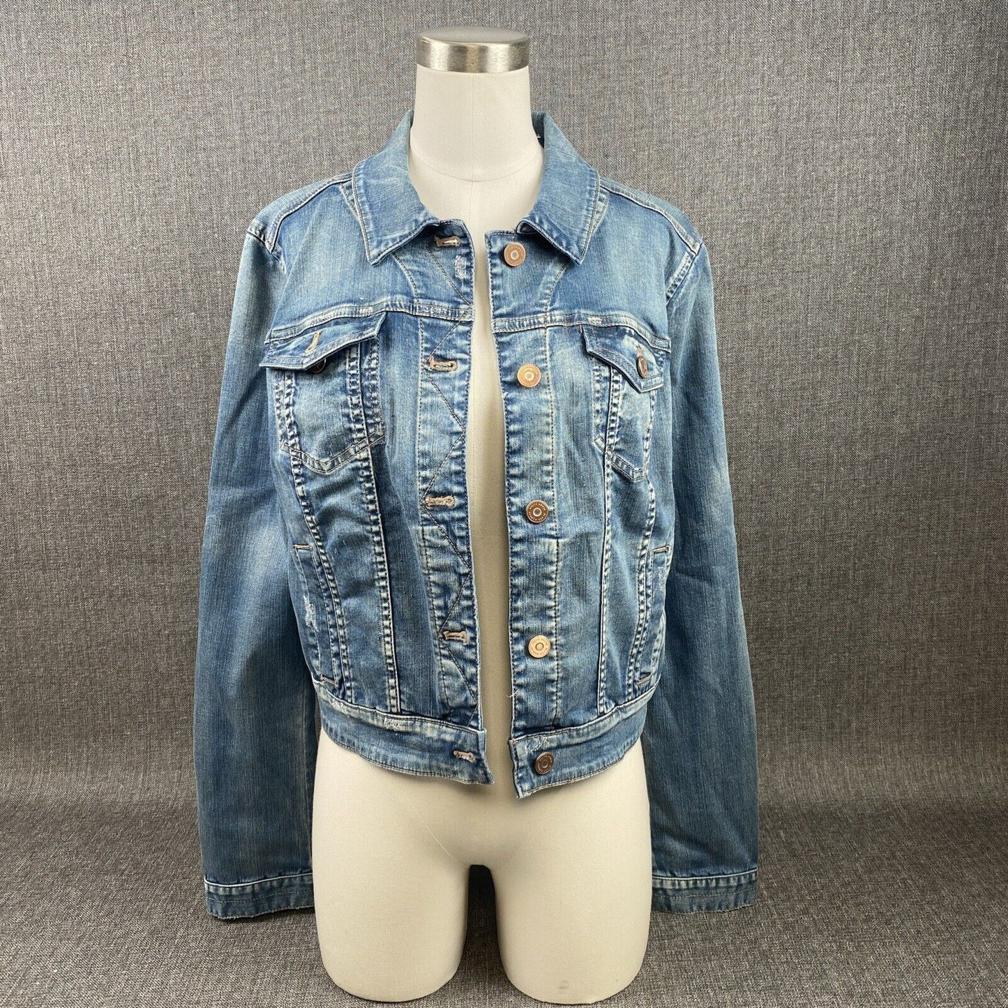 White House Black Market Denim Jacket Sz 14