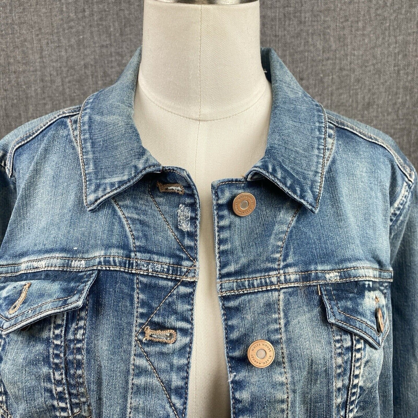 White House Black Market Denim Jacket Sz 14