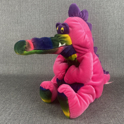 Vintage 2000 Stuffins Pink Rainbow Dinosaur Monster 13" Stuffed Animal Plush