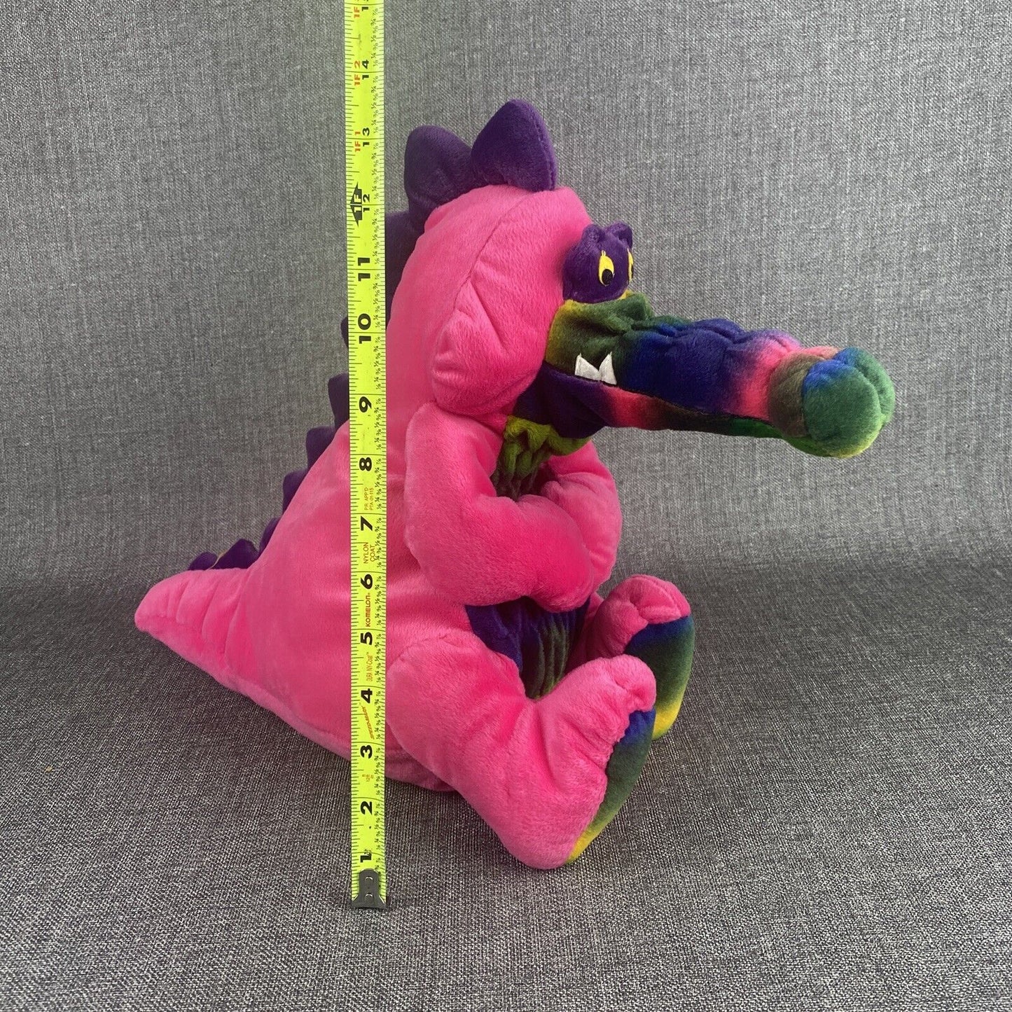 Vintage 2000 Stuffins Pink Rainbow Dinosaur Monster 13" Stuffed Animal Plush