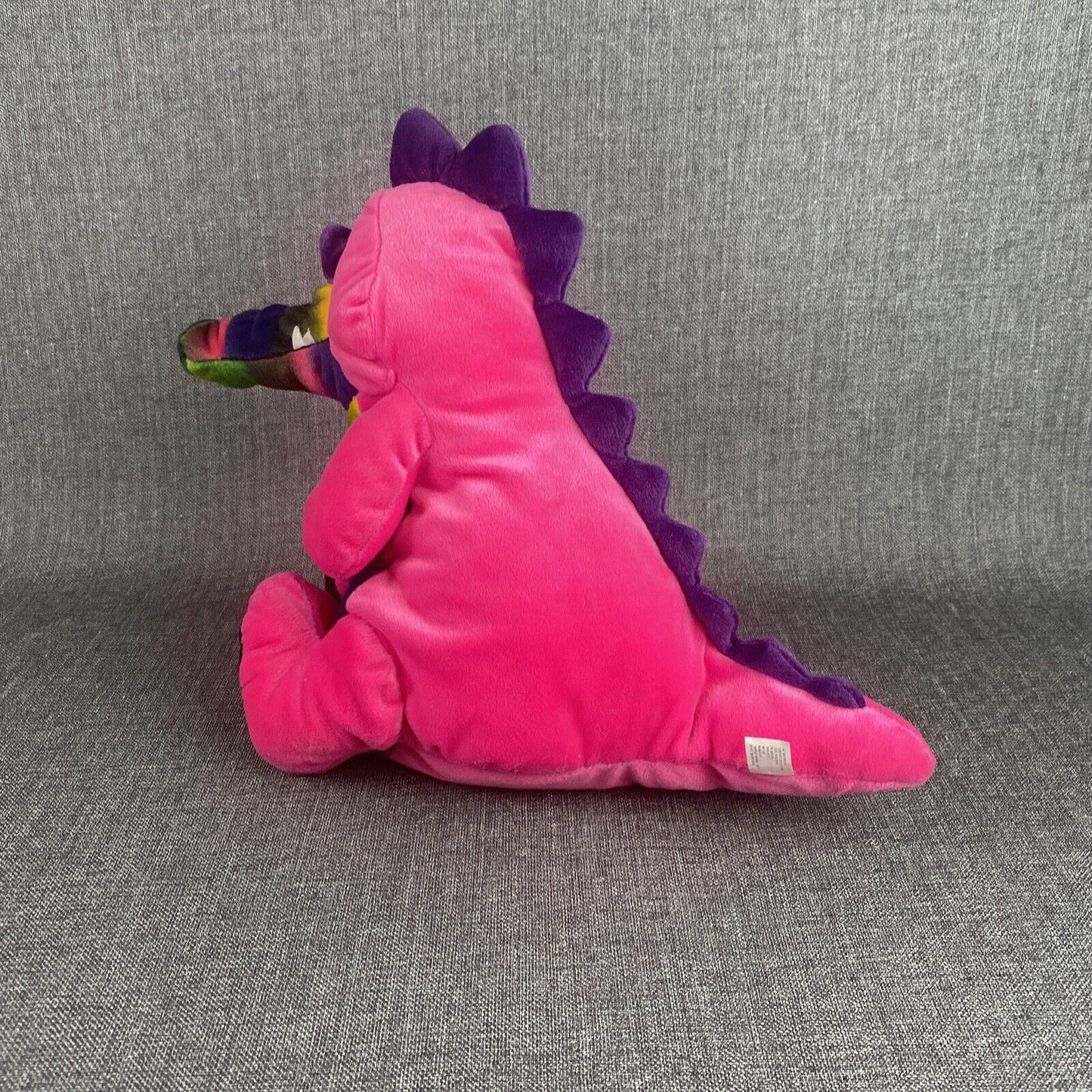 Vintage 2000 Stuffins Pink Rainbow Dinosaur Monster 13" Stuffed Animal Plush