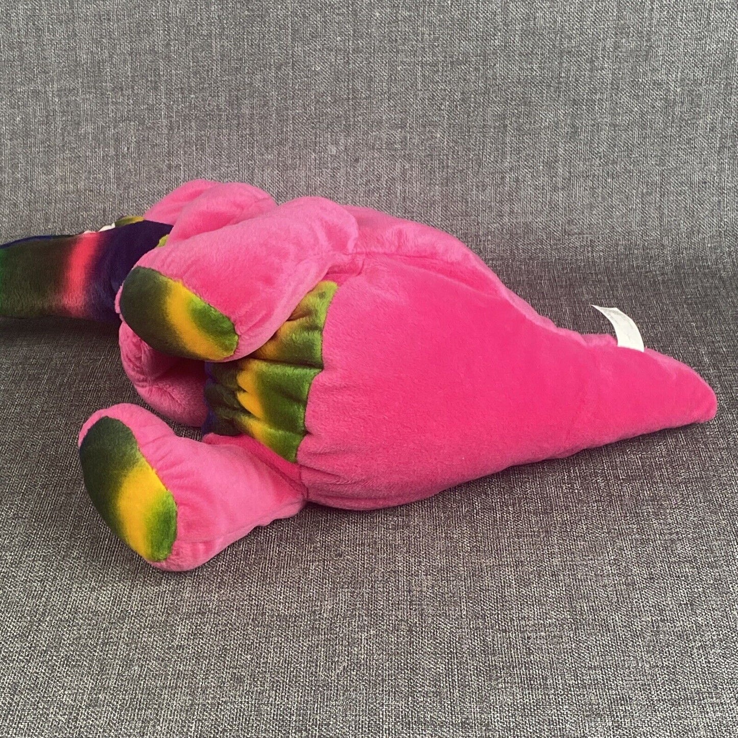 Vintage 2000 Stuffins Pink Rainbow Dinosaur Monster 13" Stuffed Animal Plush