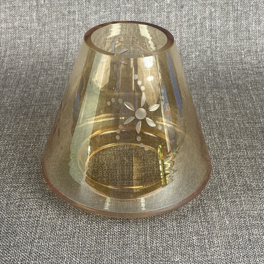 Partylite Golden Lustre Etched Jar Candle Shade P8633 Decorative Lamp Amber