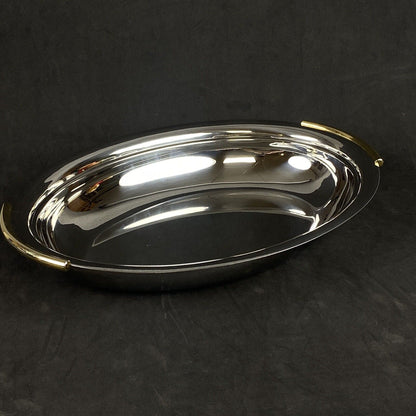 Vintage SUMMIT 18/10 Stainless Steel Tray with Gold Plated Handles Made in Italy