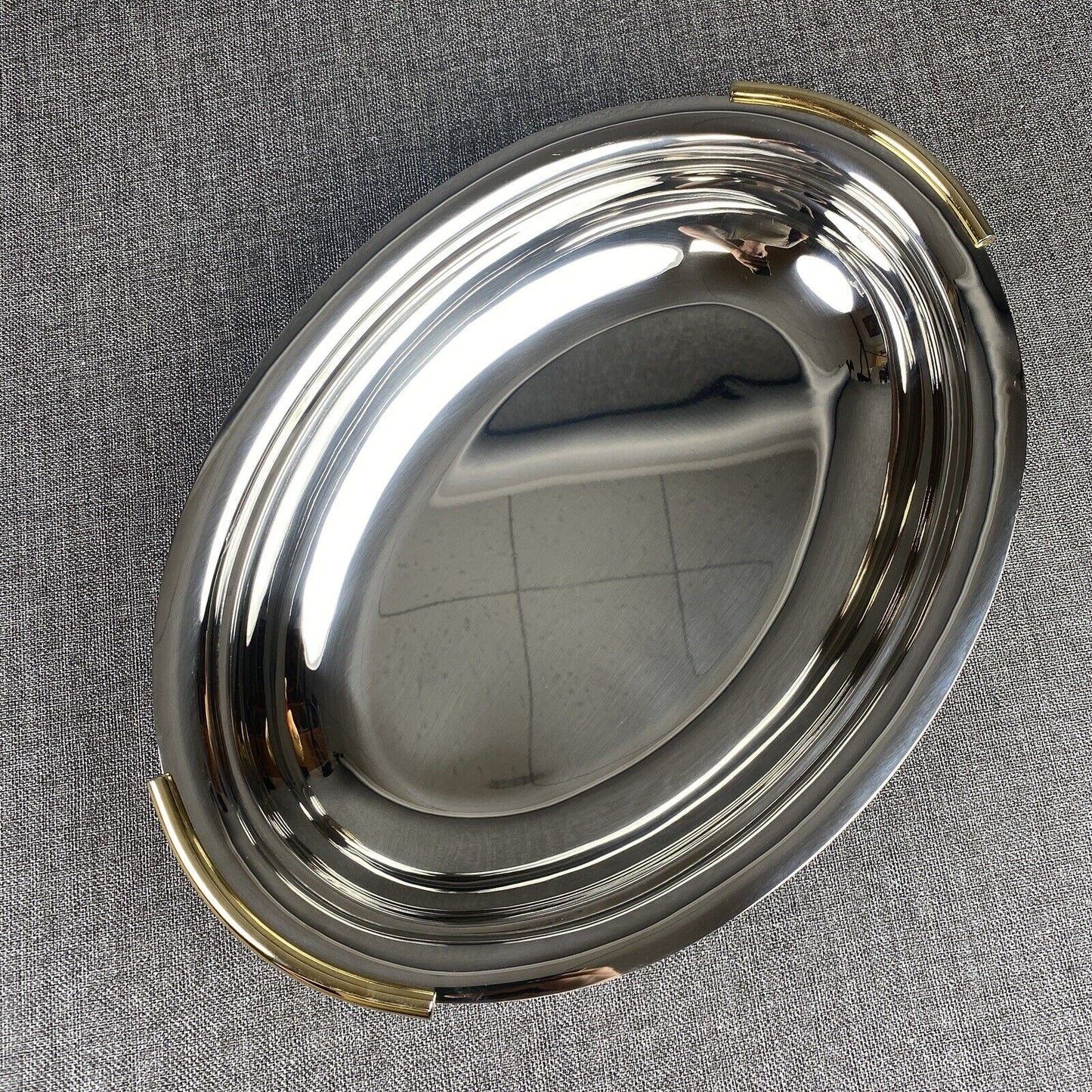 Vintage SUMMIT 18/10 Stainless Steel Tray with Gold Plated Handles Made in Italy