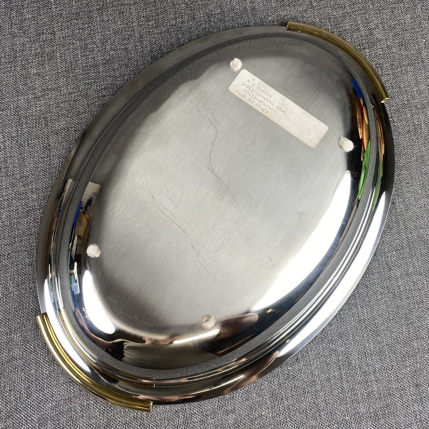 Vintage SUMMIT 18/10 Stainless Steel Tray with Gold Plated Handles Made in Italy