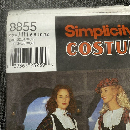 Costume Sewing Pattern Misses Sz HH 6-12 Simplicity 8855 Renaissance Halloween