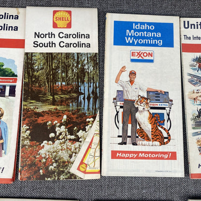 Lot of 13 Vintage Shell Road Maps 1970s  United States Shell, Exon, Esso