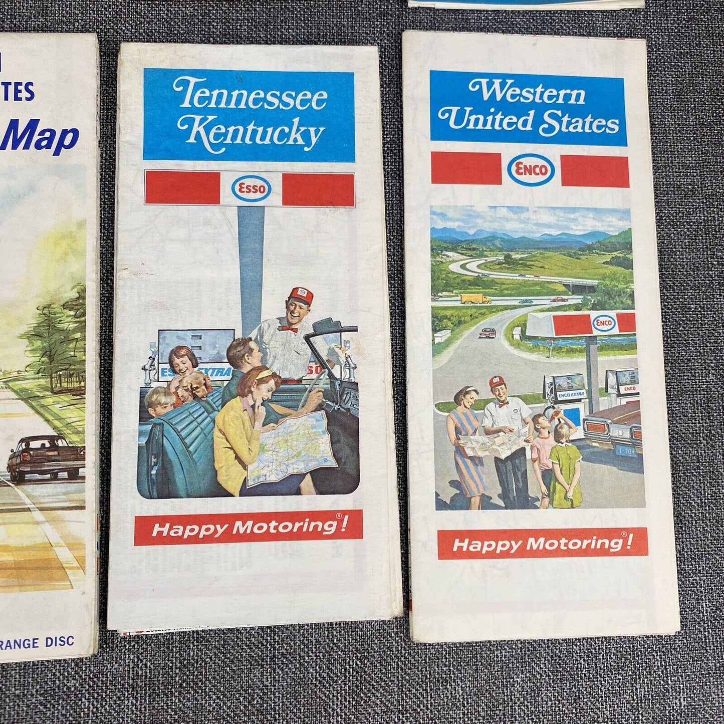 Lot of 13 Vintage Shell Road Maps 1970s  United States Shell, Exon, Esso