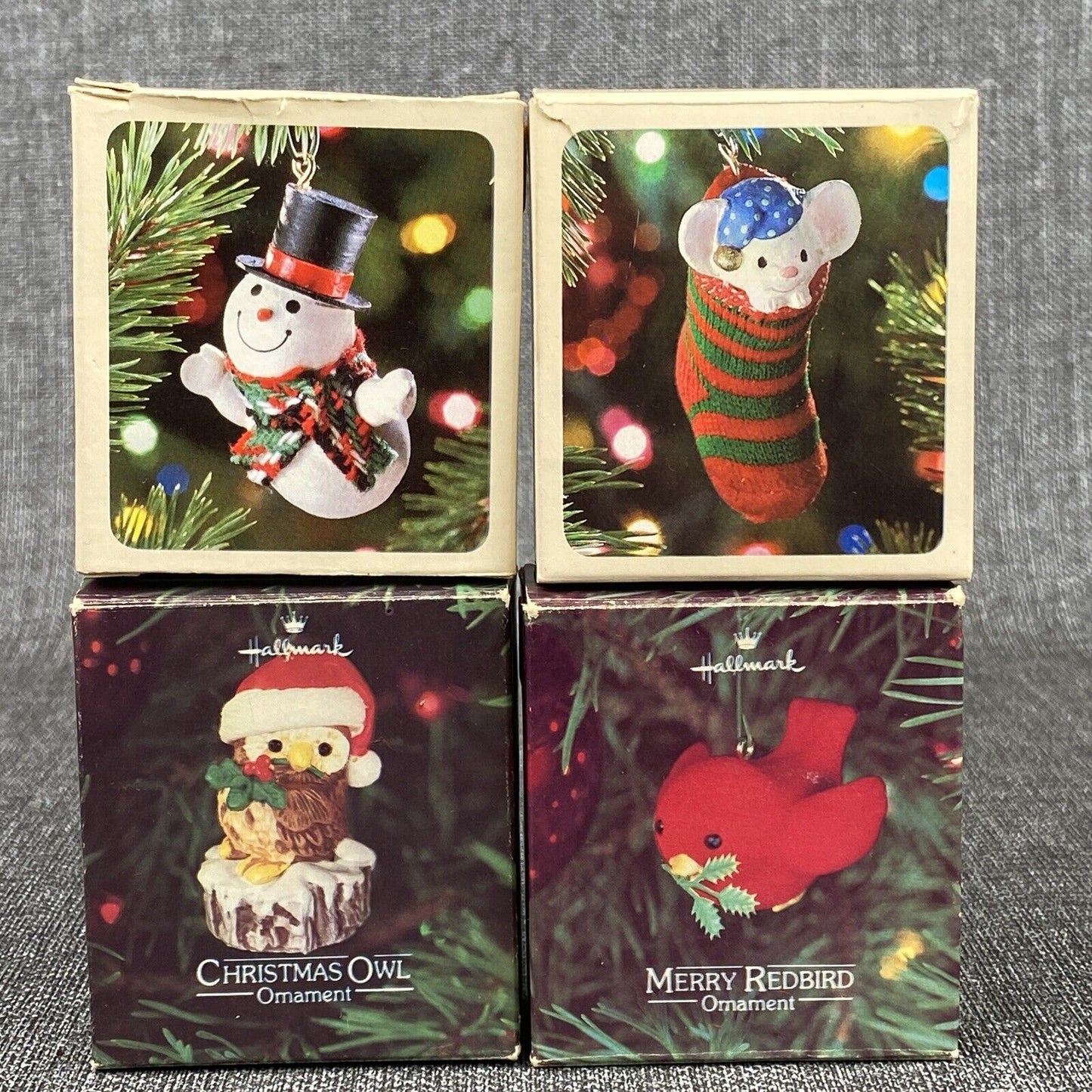 Lot Of 4 VINTAGE HALLMARK Owl, Red Bird, Mouse, Snowman