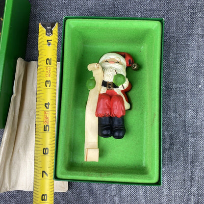 Vintage Hallmark Christmas Stocking Holder Santa with List