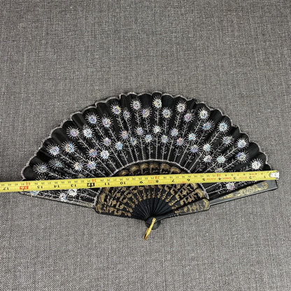 Vintage Japanese Folding Fan Traditional Dance 16"