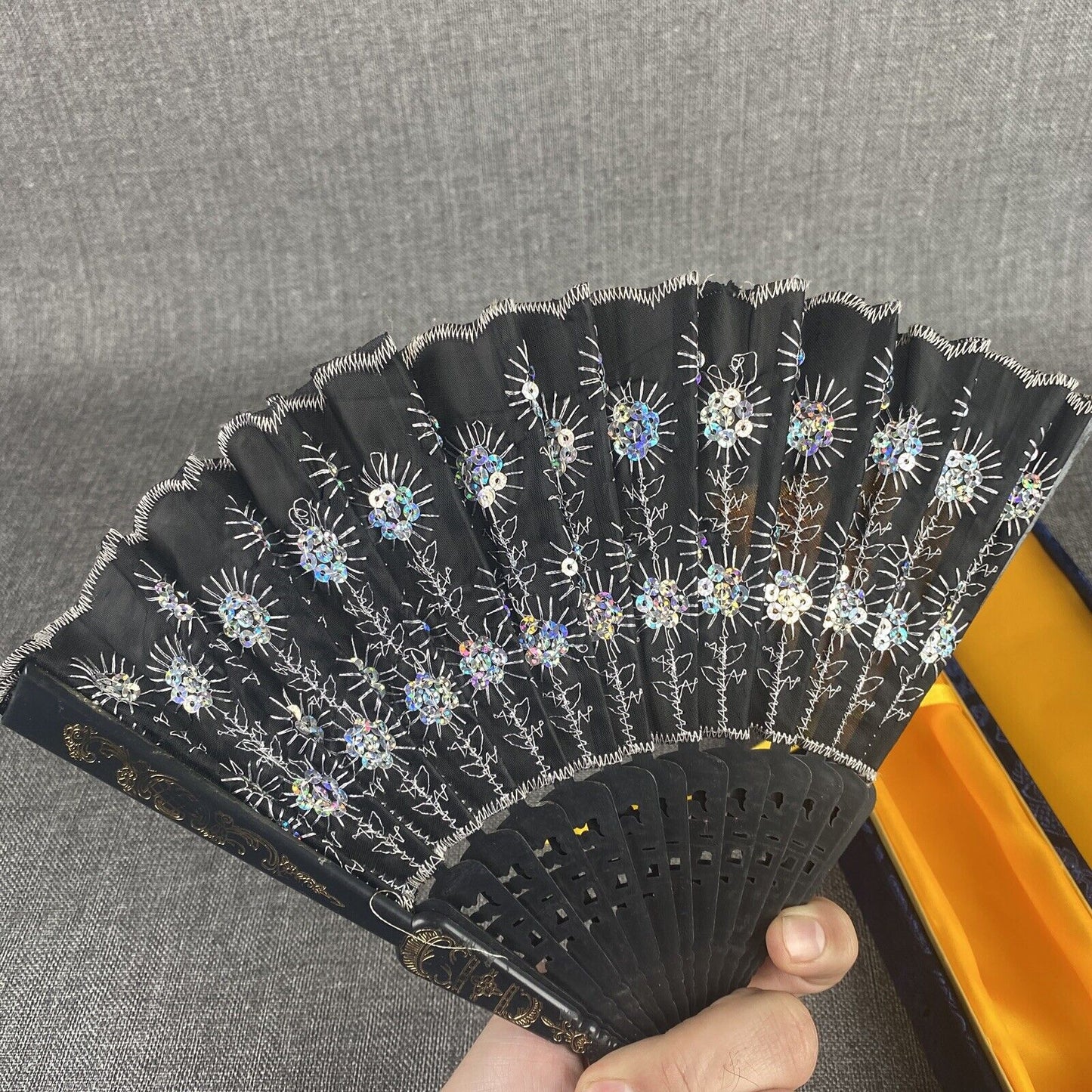 Vintage Japanese Folding Fan Traditional Dance 16"