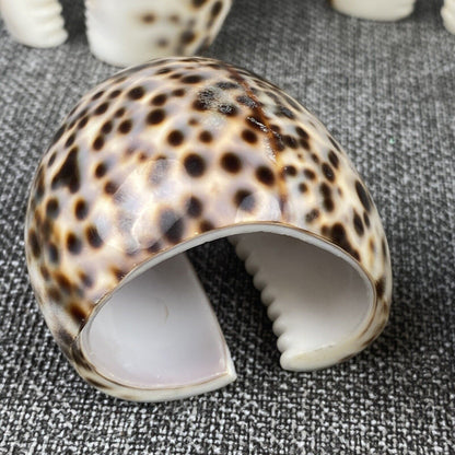 Set of 6 Vintage Napkin Rings Holders Tiger Cowrie Shell