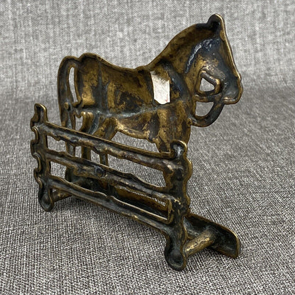 English Equestrian metal Letter Rack Napkin Holder