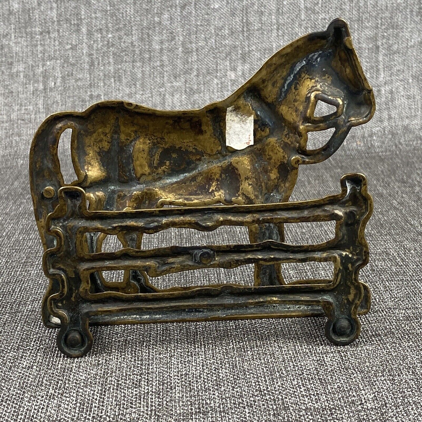 English Equestrian metal Letter Rack Napkin Holder