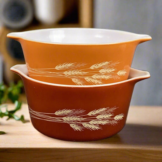 2 - Vintage Pyrex Autumn Harvest Wheat Mixing Bowls