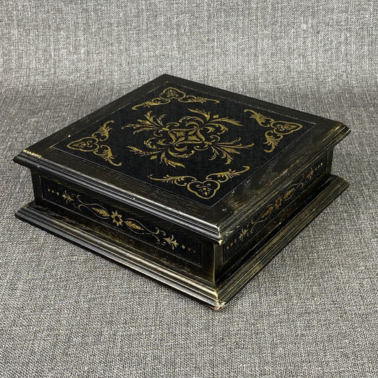 Vintage Wooden Gothic Storage Box Whimsigoth, Dark Academia 9"x9"x3"