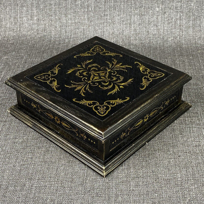 Vintage Wooden Gothic Storage Box Whimsigoth, Dark Academia 9"x9"x3"