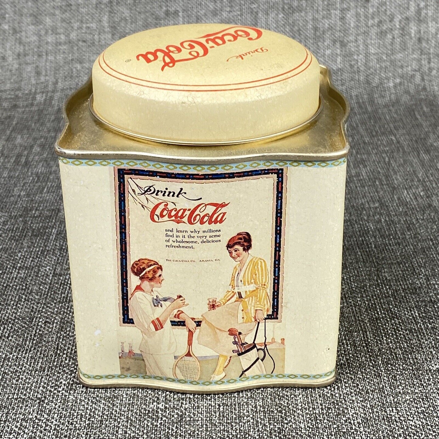 Retro Print "Drink Coca-Cola" "Have a Coke" Flip Top Storage Tin 1999