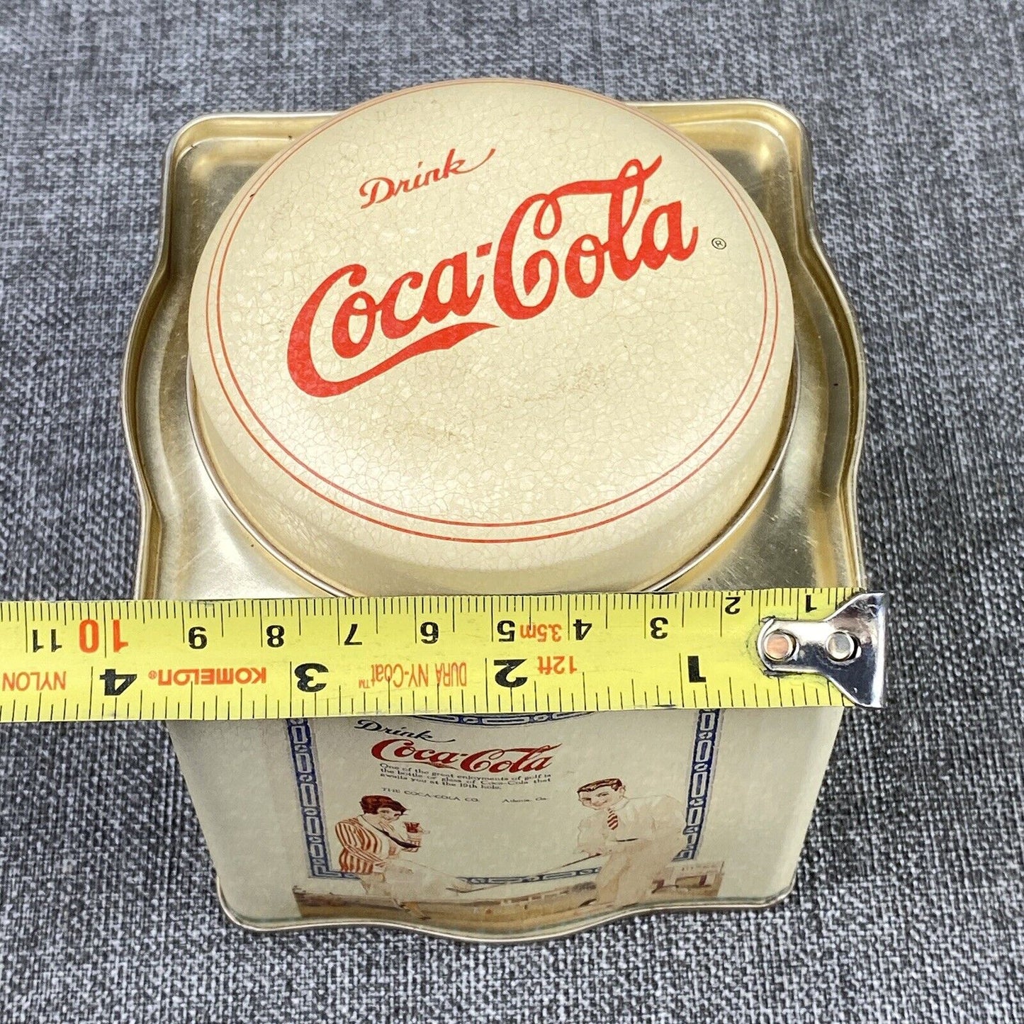 Retro Print "Drink Coca-Cola" "Have a Coke" Flip Top Storage Tin 1999