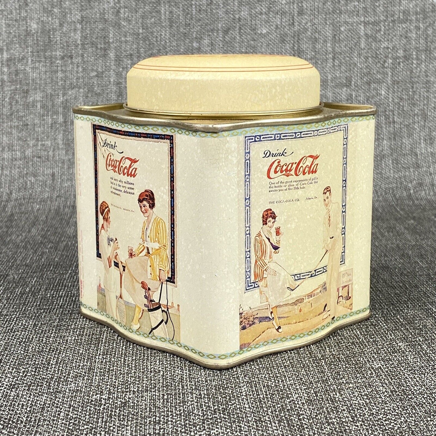 Retro Print "Drink Coca-Cola" "Have a Coke" Flip Top Storage Tin 1999