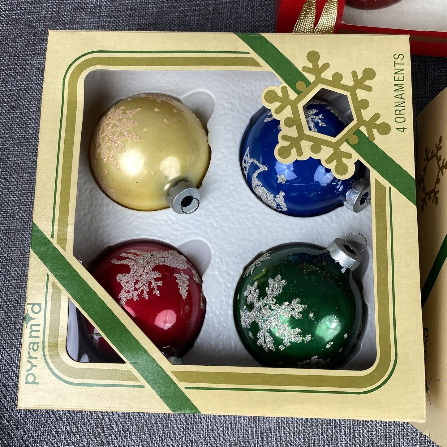 VTG Pyramid Glass Christmas Tree Ornament Mixed Round Ball Lot