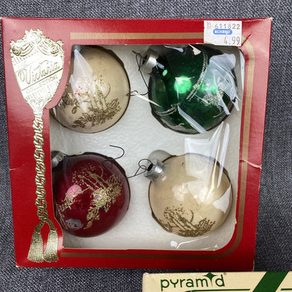 VTG Pyramid Glass Christmas Tree Ornament Mixed Round Ball Lot