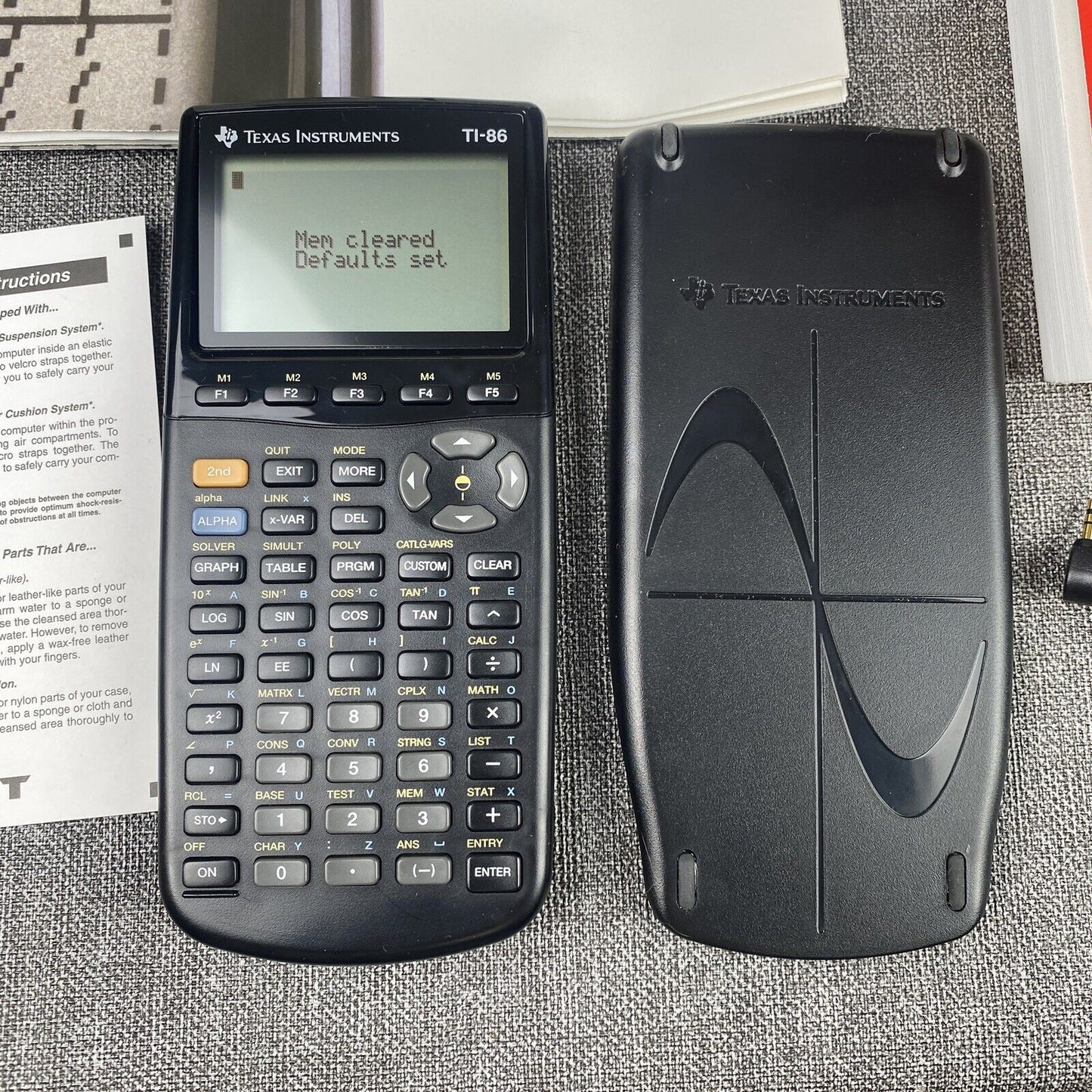 Texas Instruments TI-86 Graphing Calculator with Manual Bag & Viewer