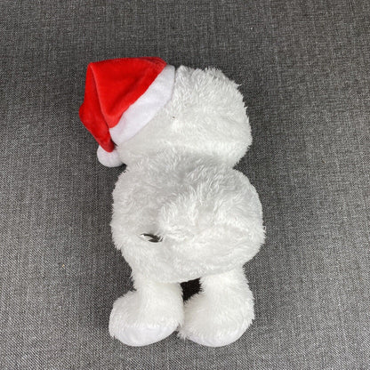 Vintage Hallmark Christmas White Teddy Bear Soft Plush with Candy and Hat 11"
